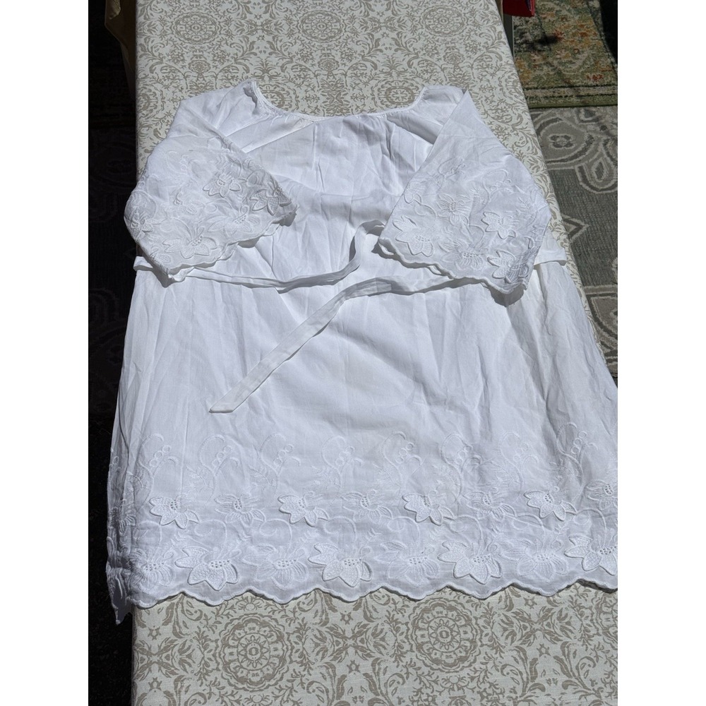 ISABEL MATERNITY INGRID & ISABEL SUMMER WHITE COTTON EMBROIDERED EYELET DRESS M